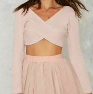 Nasty Gal Crossover Cropped knit sweater XXS